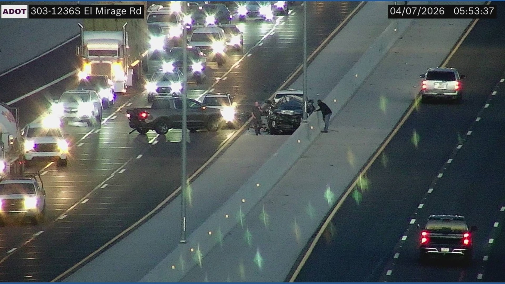 Four-Vehicle Crash on Loop 303 Near El Mirage Boulevard Blocks Traffic in Phoenix, Arizona